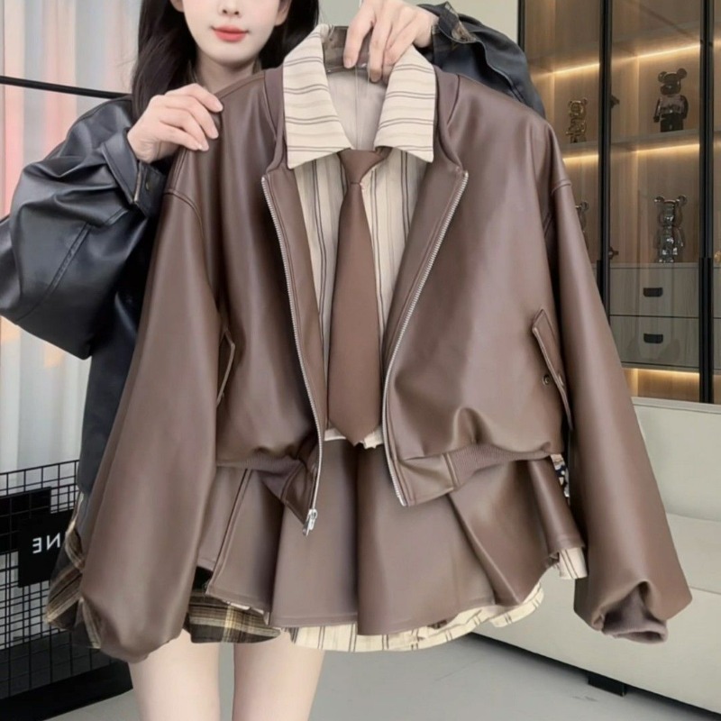 Summer Clothing For Girls - Giacca in pelle effetto due pezzi