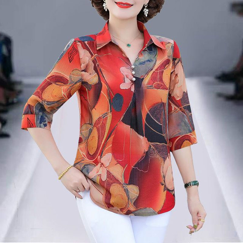 Summer Clothing For 60 Year Old Woman - Camicia estiva stampata floreale vintage Abbigliamento