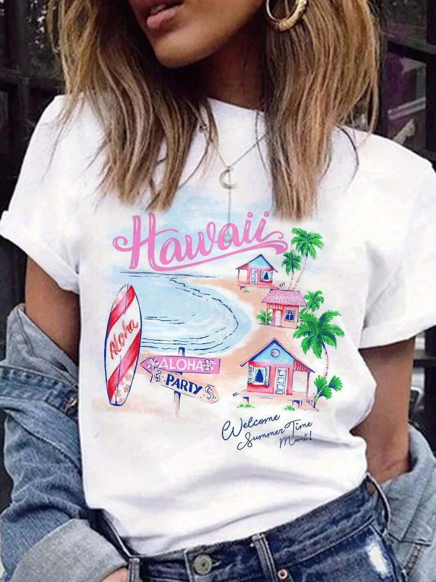Beach Shirt Hawaiian - Camicia da donna con stampa hawaiana