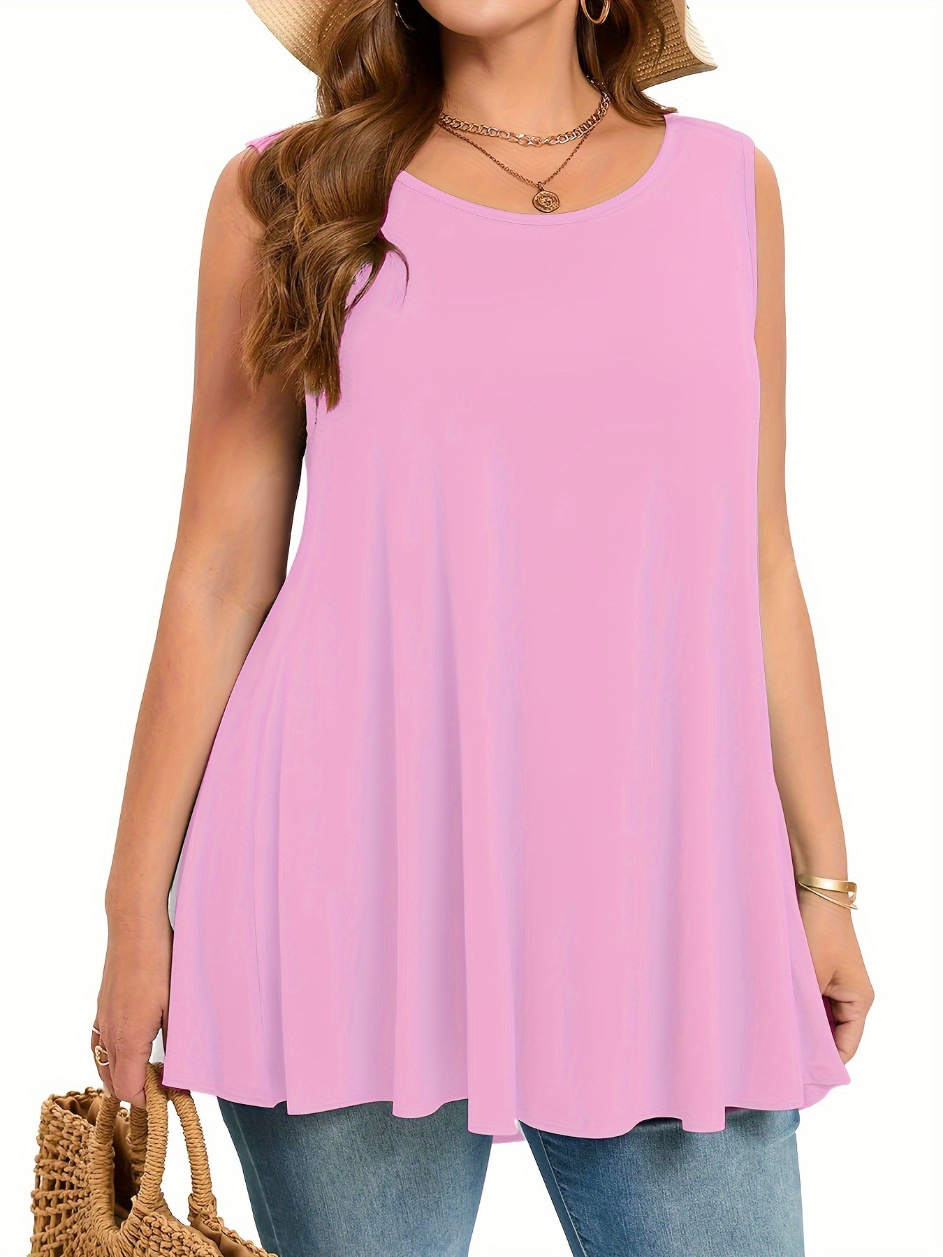 Canotta semplice e solida tagl - Summer Clothing For Plus Size Women recensione e prezzo