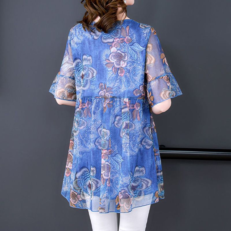 Camicia in garza con stampa fl - Summer Clothing For 60 Year Old Woman recensione e prezzo