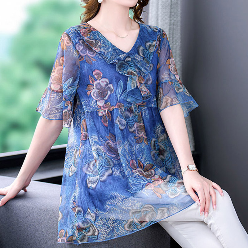 Camicia in garza con stampa fl - Summer Clothing For 60 Year Old Woman recensione e prezzo