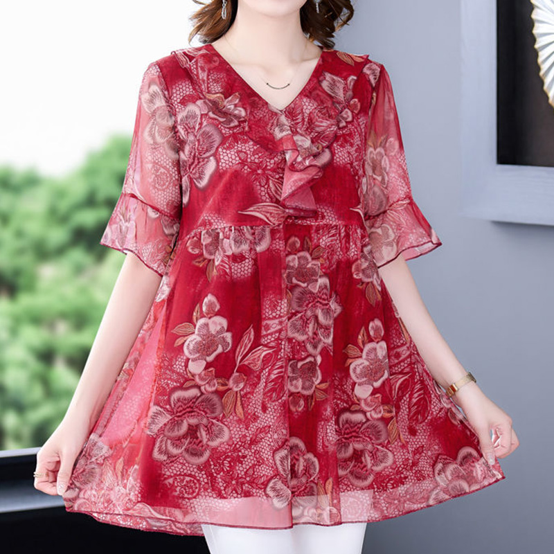 Camicia in garza con stampa fl - Summer Clothing For 60 Year Old Woman recensione e prezzo