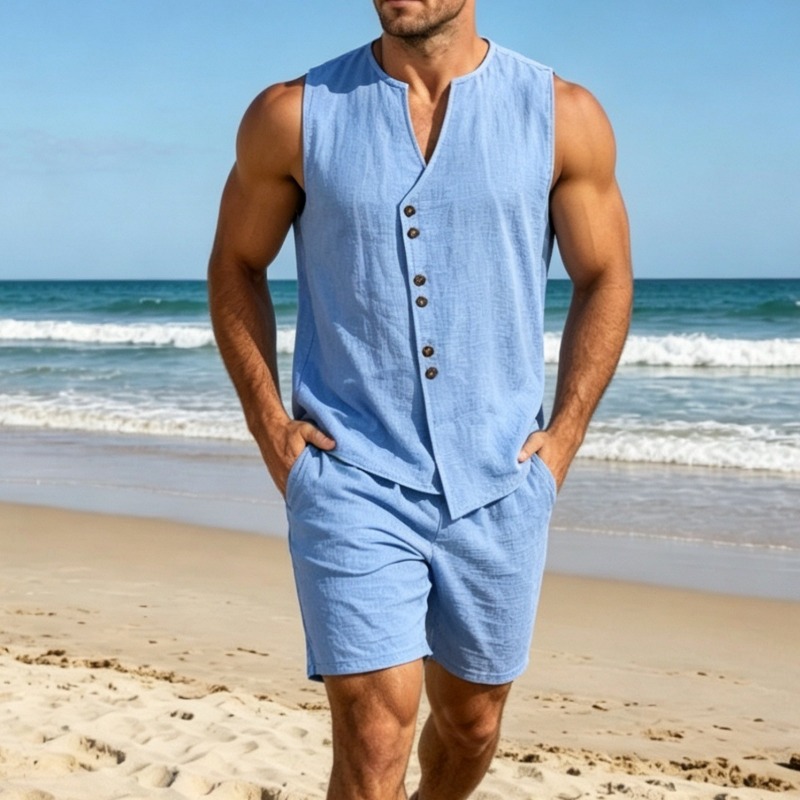 Completo Estivo da Uomo: Gilet - Linen Shorts Men recensione e prezzo